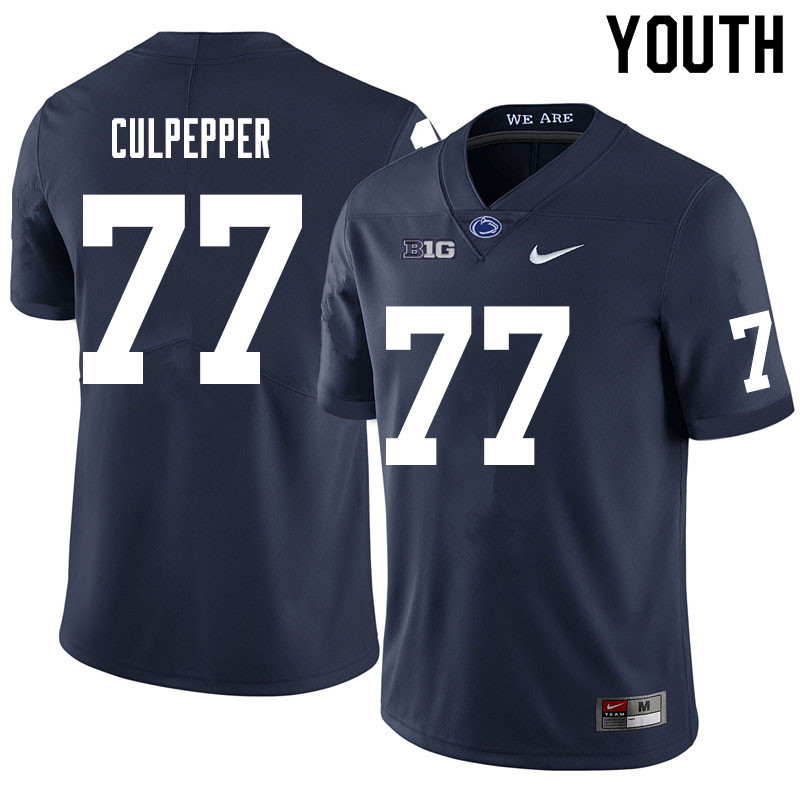 NCAA Nike Youth Penn State Nittany Lions Judge Culpepper #77 College Football Authentic Navy Stitched Jersey GZW8398UF
